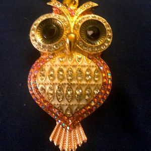 NWT Betsey Johnson Blingy Owl Pendant Necklace
